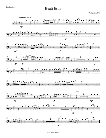 Beati Estis for 2 antiphonal tuba quartets (arr. Tim Olt)