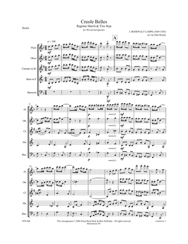 Creole Belles- woodwind quintet (arr. John Hoesly)