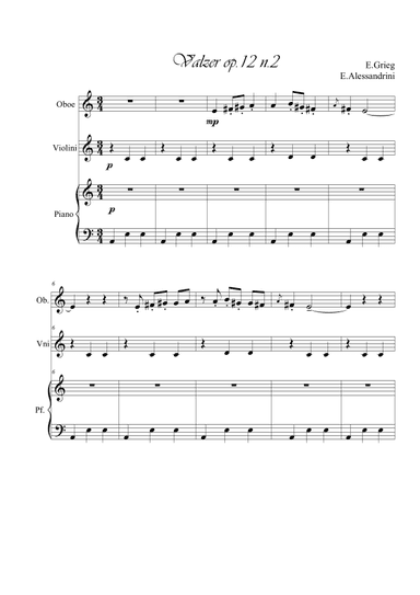 Walzer op. 12 n. 2. Trio oboe, violin and piano (arr. Ester Alessandrini)