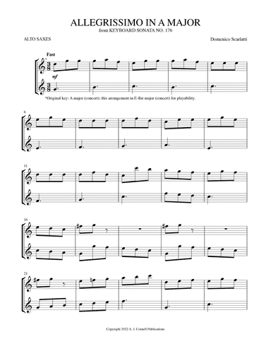 Allegrissimo in A Major (from Keyboard Sonata No. 176) (arr. Mark Phillips)