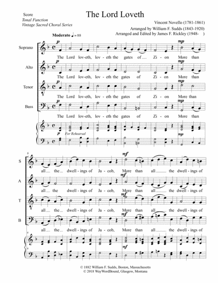 The Lord Loveth (arr. William F. Sudds, James F. Rickley)