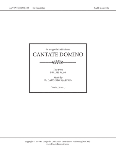 Cantate Domino (fanfare for SATB chorus) - SCORE with piano reduction
