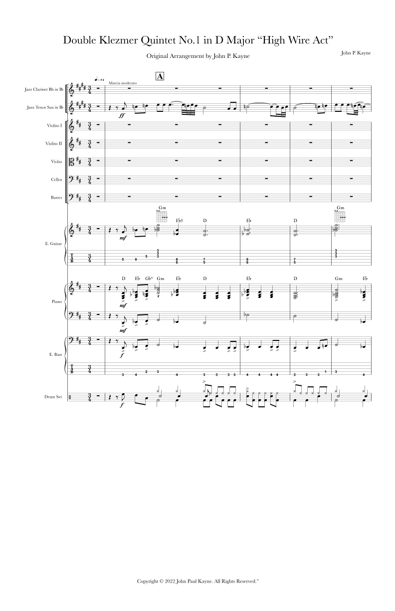Double Klezmer Quintet No.1 in D Major “High Wire Act”