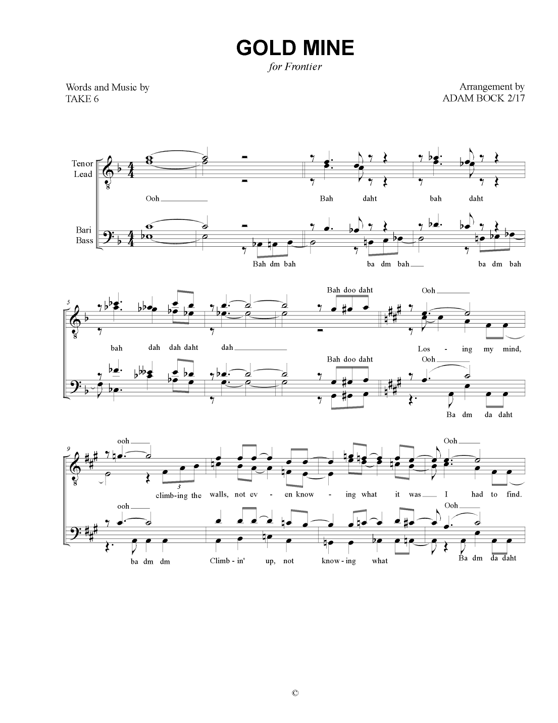 Gold Mine (arr. Adam Bock)