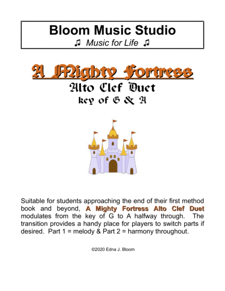 A Mighty Fortress Is Our God - Alto Clef Duet (arr. Evelyn E. Bloom & Edna J. Bloom)