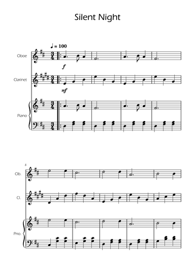 Silent Night - Oboe and Clarinet w/ Piano (arr. Ygor Nunes)