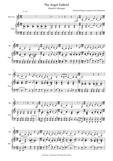 The Angel Gabriel for Horn in F and Piano (arr. David Burndrett)