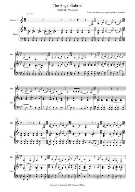The Angel Gabriel for Horn in F and Piano (arr. David Burndrett)