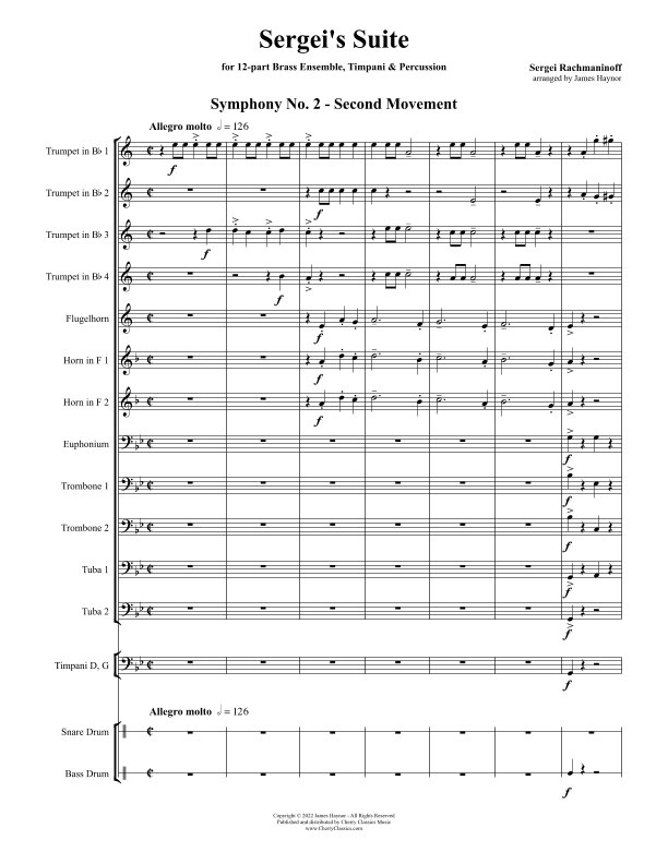 Sergei's Suite for 12-part Brass Ensemble, Timpani & Percussion (arr. James Haynor)