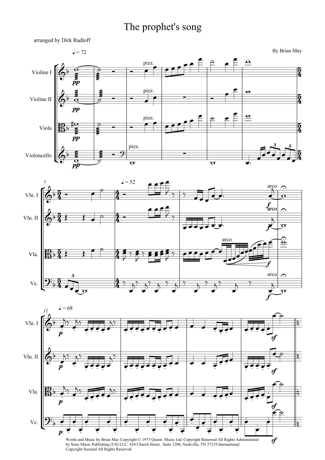 The Prophet's Song (arr. Dirk Radloff)