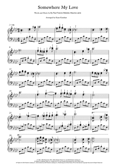 Somewhere, My Love (arr. Kaan Karahan)