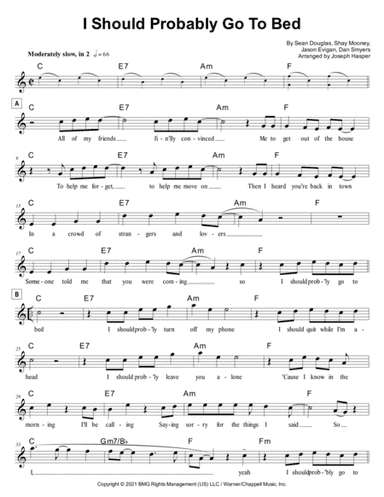 I Should Probably Go To Bed (arr. Joseph Hasper)