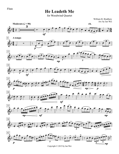 He Leadeth Me for Woodwind Quartet (arr. Ian Wei)
