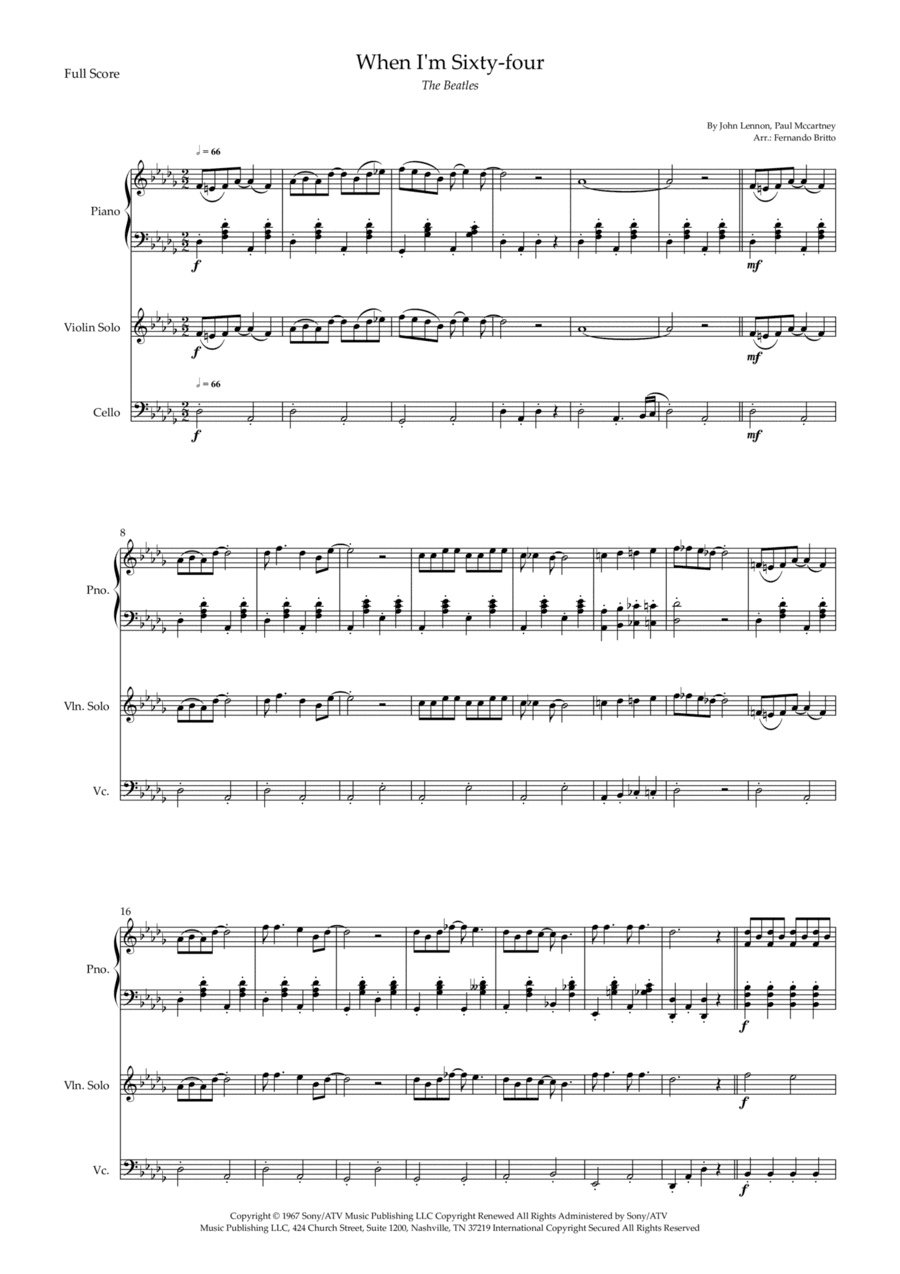 When I'm Sixty-four (arr. Fernando Britto)