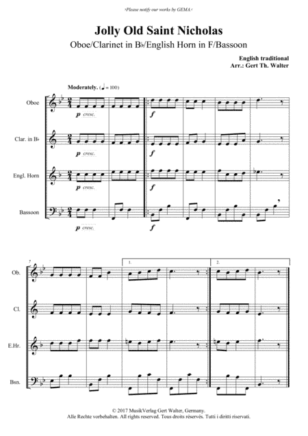 Jolly Old Saint Nicholas (arr. Gert Th. Walter)