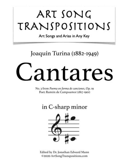 TURINA: Cantares, Op. 19 no. 3 (transposed to C-sharp minor) (arr. ArtSongTranspositions.com)