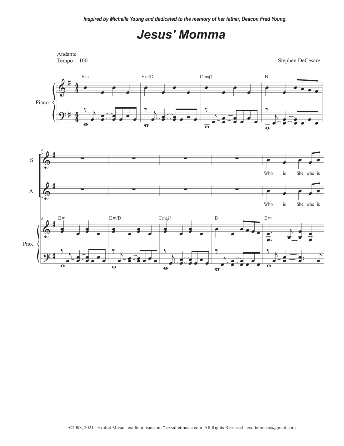 Jesus' Momma (Vocal Trio - (SAB)