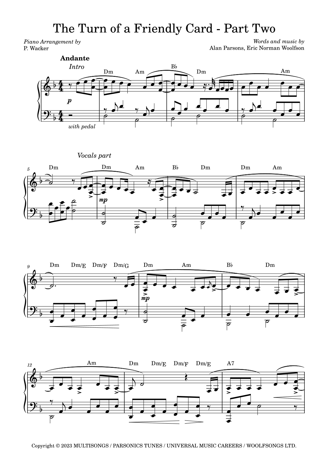 The Turn Of A Friendly Card (part Two) (arr. P. Wacker)