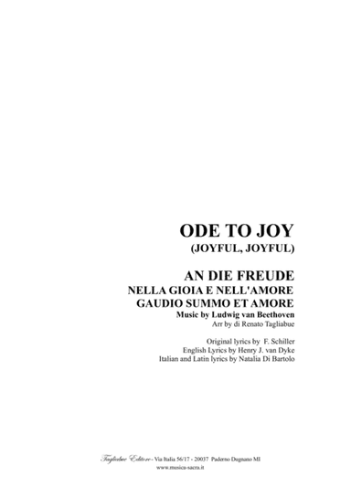 ODE TO JOY (JOYFULL, JOYFULL) - English, German, Italian and Latin Lyrics (arr. Renato Tagliabue)