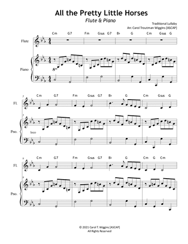 All the Pretty Little Horses (Flute & Piano) (arr. Carol Troutman Wiggins)