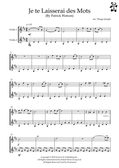 Je Te Laisserai Des Mots (arr. Thiago Joseph)