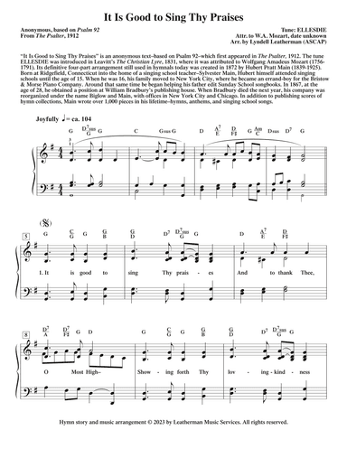 It Is Good to Sing Thy Praises (arr. Lyndell Leatherman)