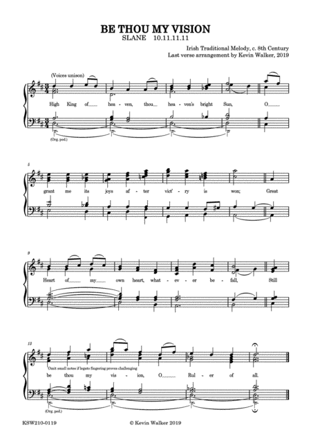 "Slane" Hymn Tune Last Verse Arrangement (D) (arr. Kevin Walker)