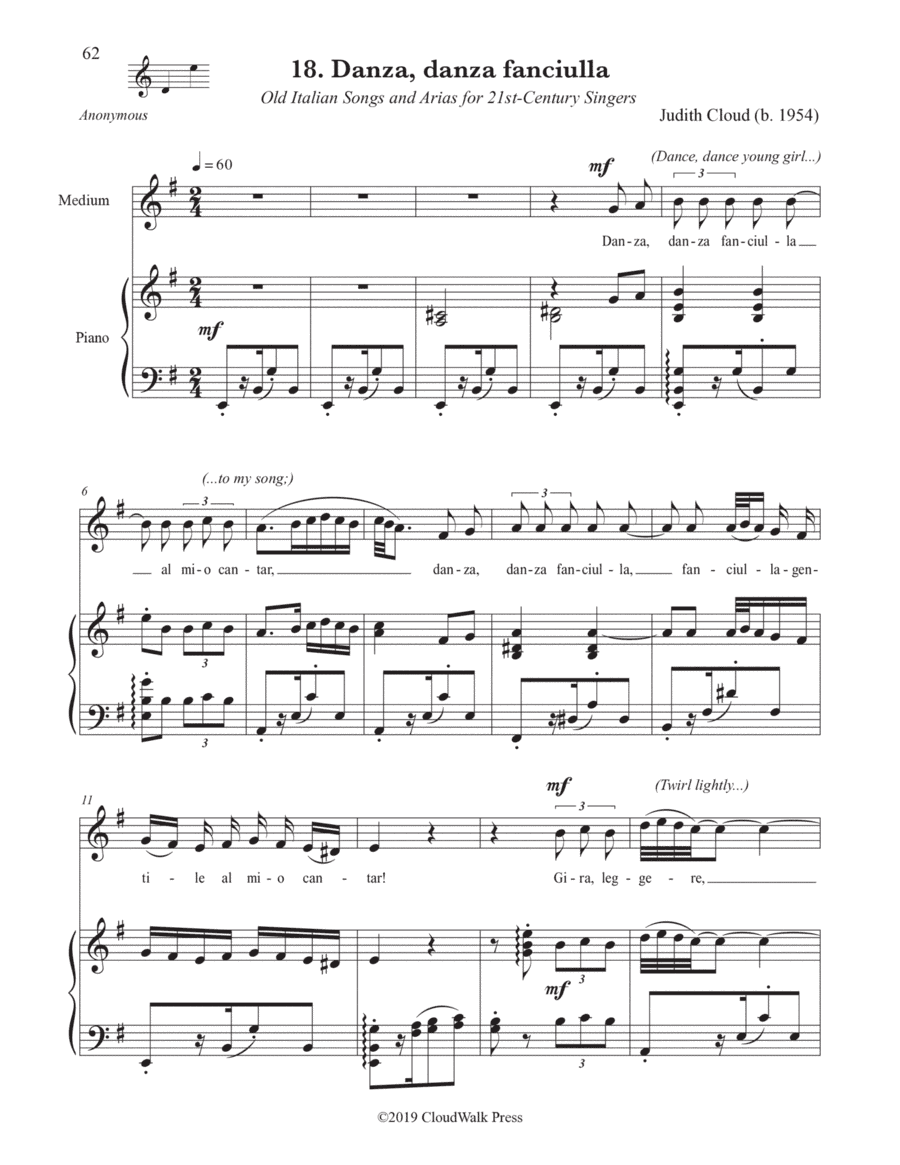 24 Italian Songs and Arias for 21st-Century Singers, No. 18 Danza, danza fanciulla gentile