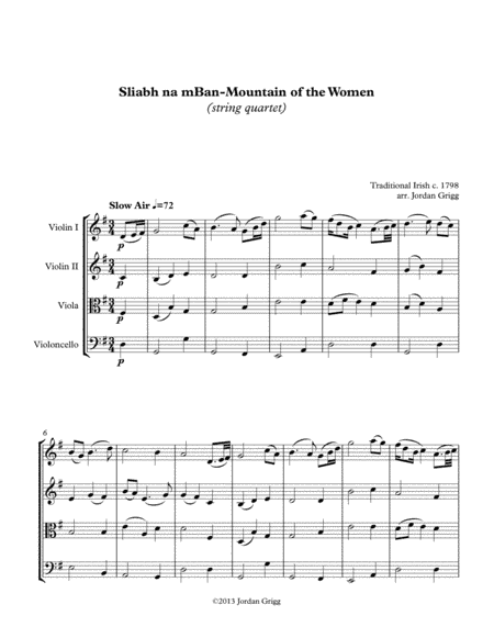 Sliabh na mBan - Mountain of the Women (string quartet) (arr. Jordan Grigg)
