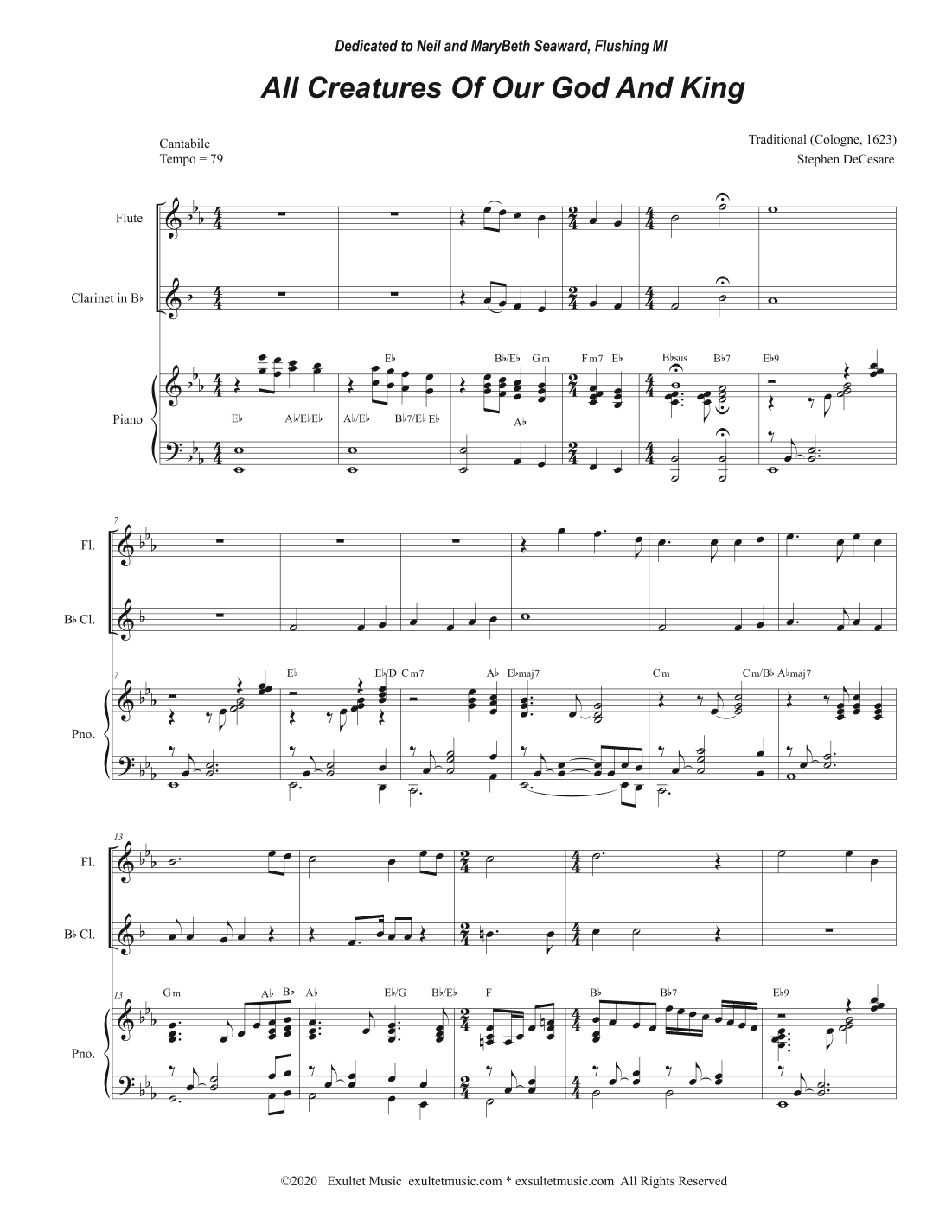 All Creatures Of Our God And King (Duet for Flute and Bb-Clarinet) (arr. Stephen DeCesare)