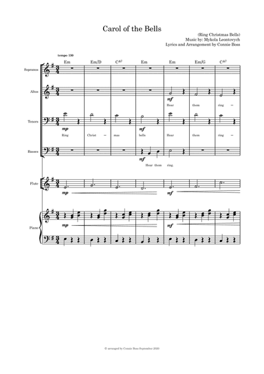 Carol of the Bells (Hear Them Ring) - SATB with optional instruments and piano (arr. Connie Boss)