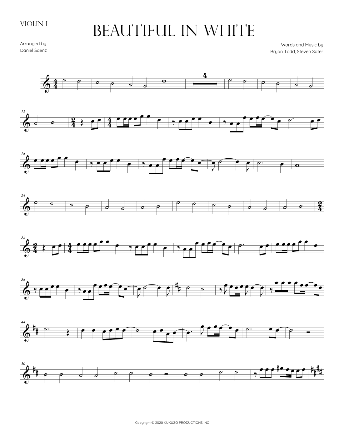 Beautiful In White (arr. Daniel Sáenz)