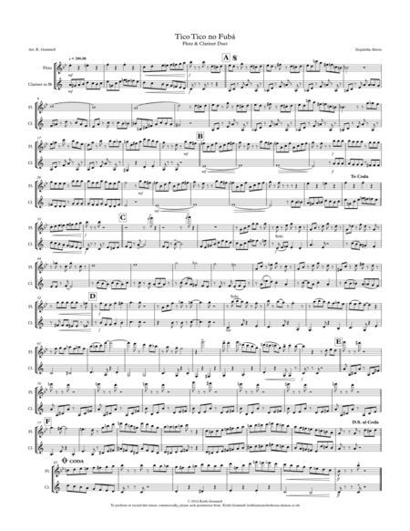 Tico Tico no Fuba: Flute & Clarinet Duet (arr. K. Gemmell)