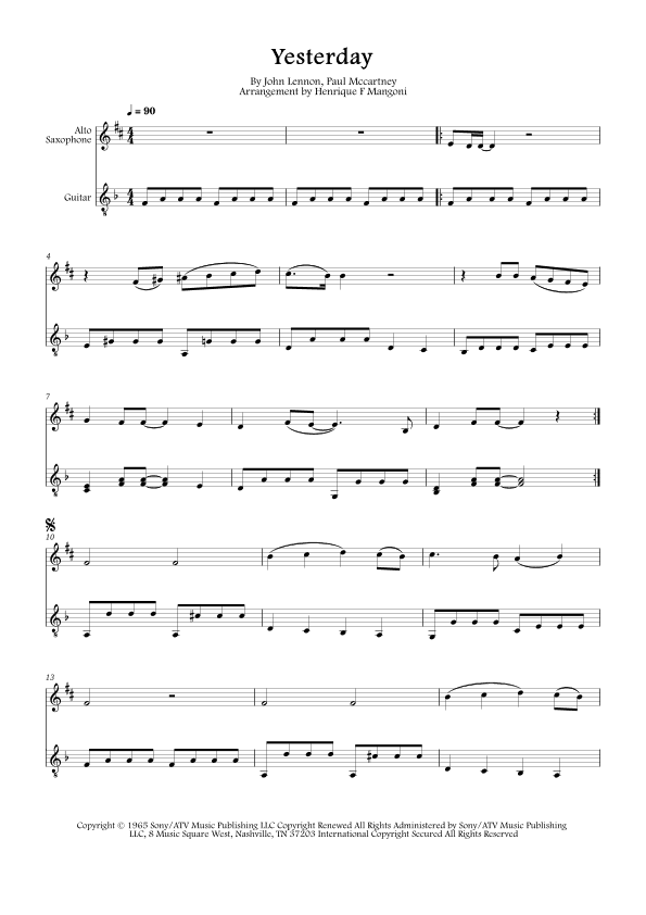 Yesterday (arr. Henrique F Mangoni)