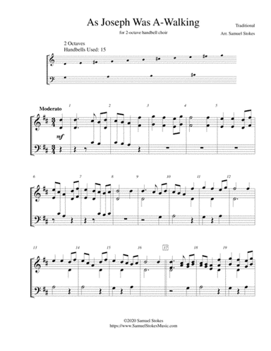 As Joseph Was A-Walking (The Cherry Tree Carol) - for 2-octave handbell choir (arr. Samuel Stokes)
