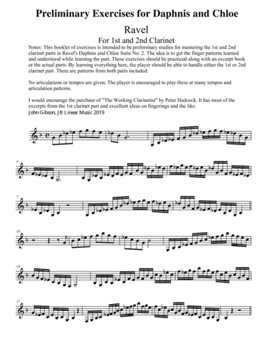 Preliminary Exercises for Ravel's Daphnis and Chloe for Clarinet