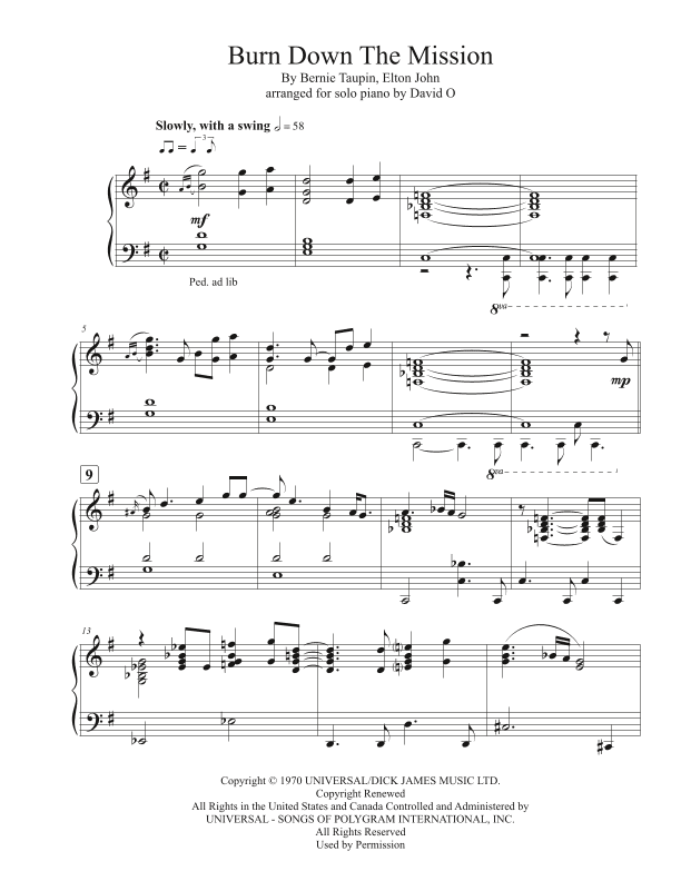 Burn Down The Mission (arr. David O)