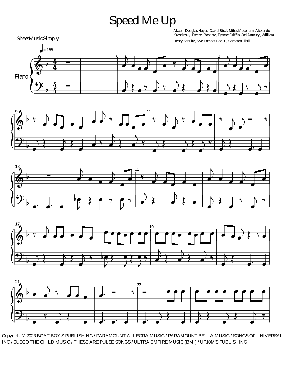 Speed Me Up (arr. SheetMusicSimply)