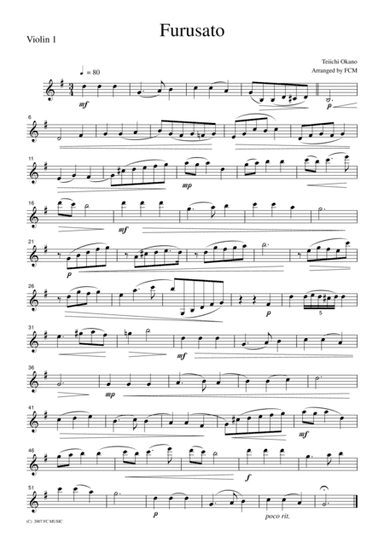 Japanese famous song  Furusato, for string quartet, JS010 (arr. FCMUSIC)