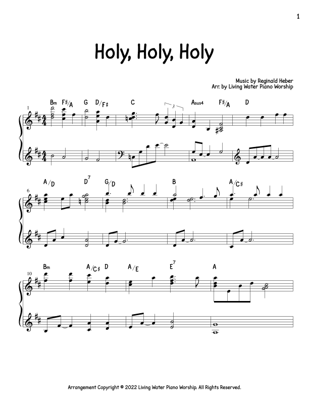 Holy, Holy, Holy (arr. Living Water Piano Worship)