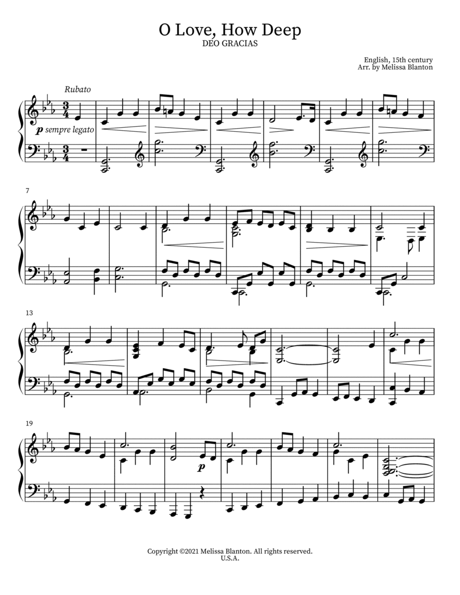 O Love, How Deep, How Deep, How Broad, How High (arr. Melissa Blanton)