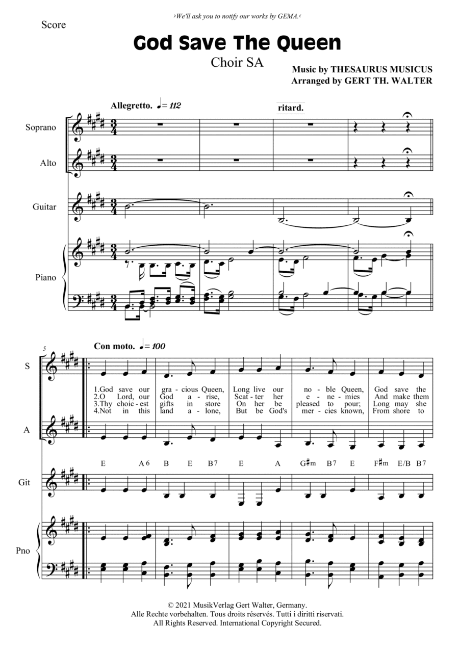God Save The Queen (arr. Gert Th. Walter)