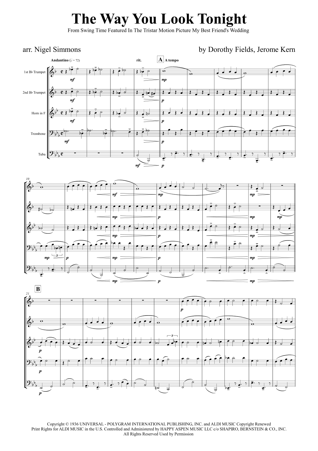 The Way You Look Tonight (arr. Nigel Simmons)