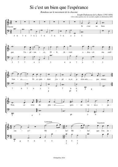 Si c'est un bien que l'espérance (arr. Early Music Scores)