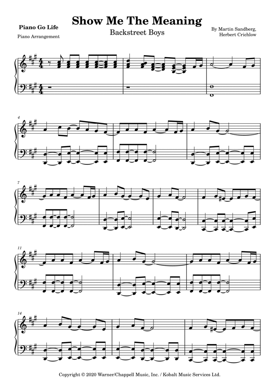 Show Me The Meaning Of Being Lonely (arr. Piano Go Life)
