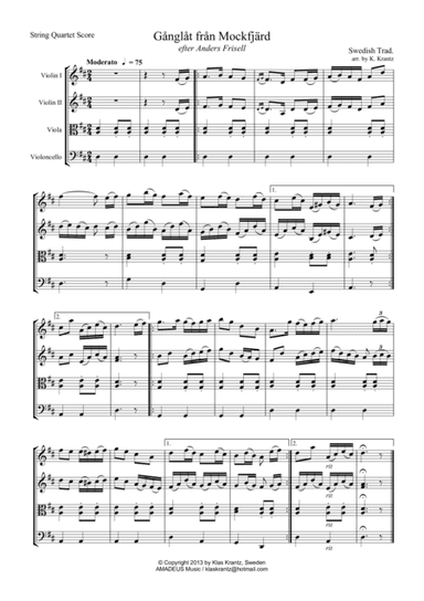 Swedish folk music for string quartet (arr. K. Krantz)