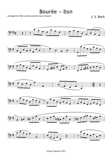Bourée from the fifth French suite by J.S. Bach arranged for flute and bassoon (arr. Gary Claunch)