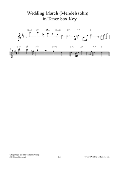 Wedding March - Mendelssohn for Tenor / Soprano Sax (arr. Miranda Wong)