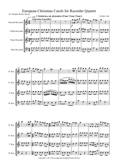 Christmas Carols from Europe for Recorder Quartet (arr. Douglas Brooks-Davies)