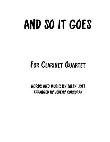And So It Goes (arr. Jeremy Corcoran)